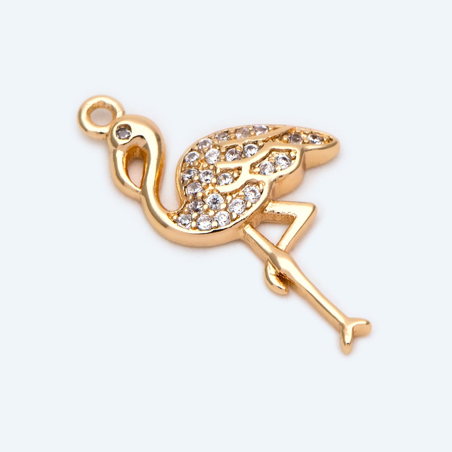 4pcs CZ Pave Flamingo Charm, Elegant Animal Jewelry Supplies (GB-2384)