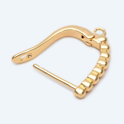 10pcs Gold Beaded Click-in Style Leverback Earring, Earring Finding Wholesale (GB-848-C)