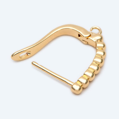 10pcs Gold Beaded Click-in Style Leverback Earring, Earring Finding Wholesale (GB-848-C)