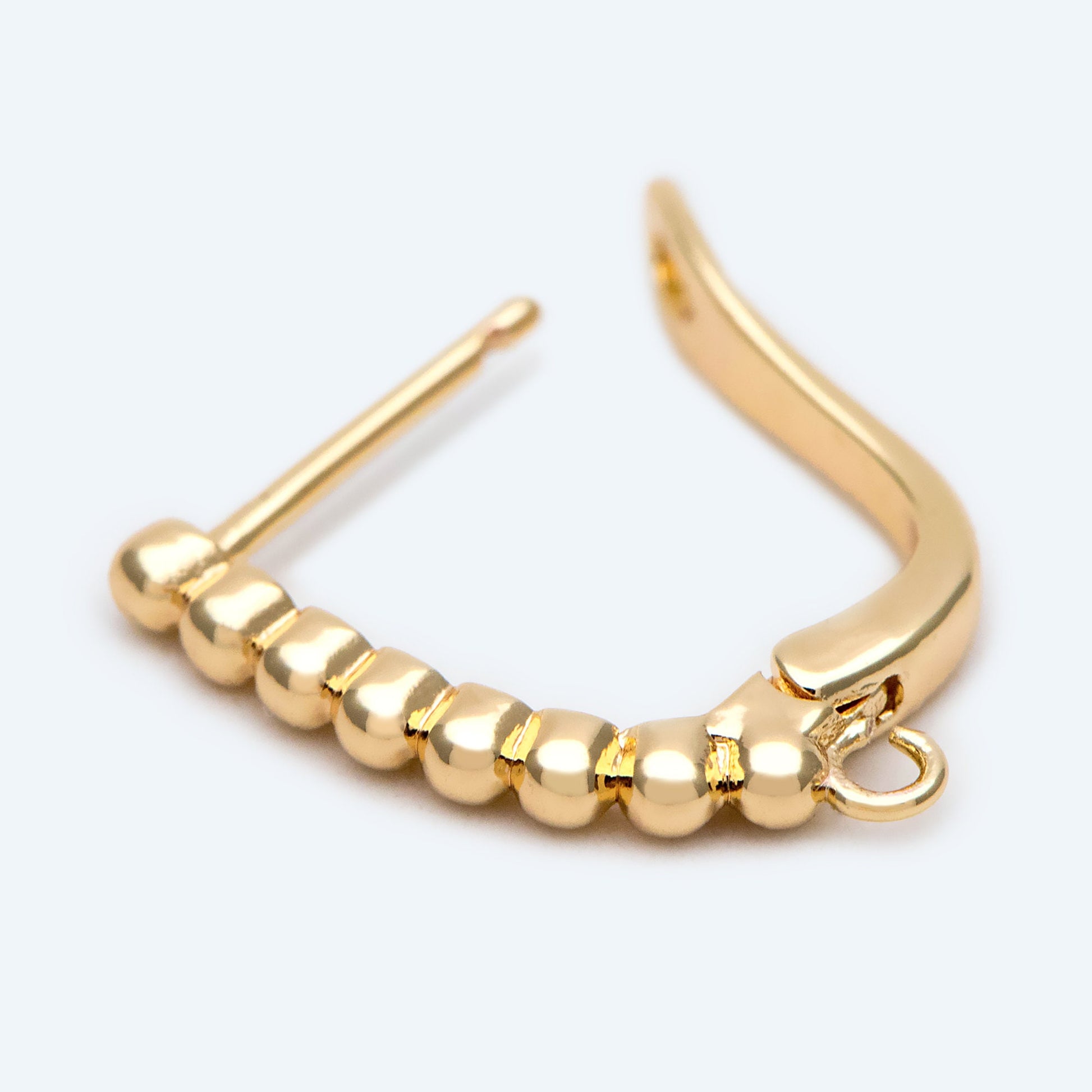 10pcs Gold Beaded Click-in Style Leverback Earring, Earring Finding Wholesale (GB-848-C)