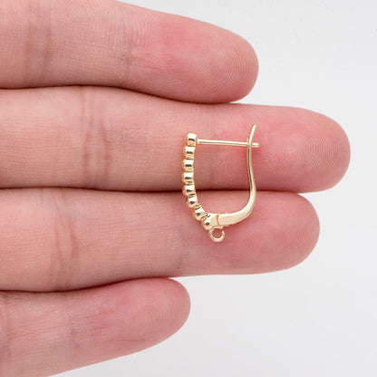 10pcs Gold Beaded Click-in Style Leverback Earring, Earring Finding Wholesale (GB-848-C)