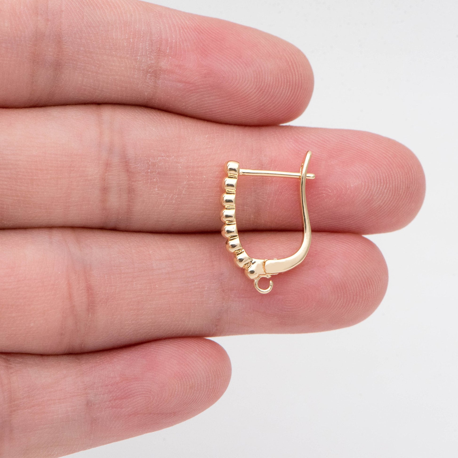 10pcs Gold Beaded Click-in Style Leverback Earring, Earring Finding Wholesale (GB-848-C)