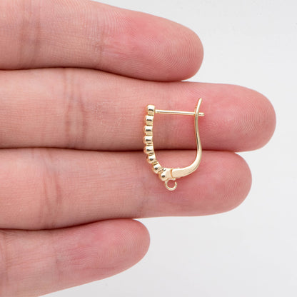 10pcs Gold Beaded Click-in Style Leverback Earring, Earring Finding Wholesale (GB-848-C)