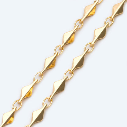 Gold plated Brass Bar Link Chain 2.8mm, 18K Gold plated Brass Chains, Necklace Supplies Wholesale (#LK-480)/ 1 meter=3.3 ft