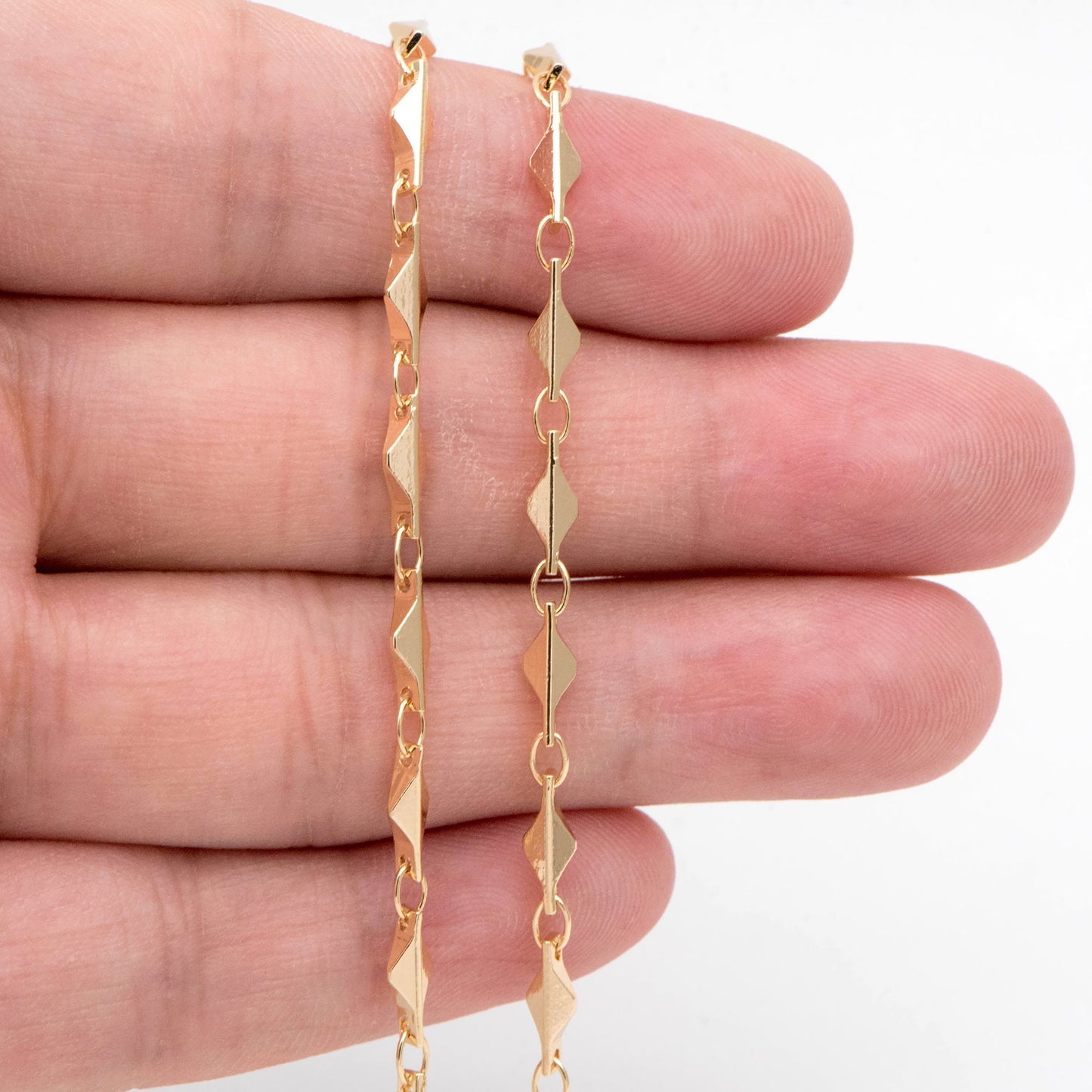 Gold plated Brass Bar Link Chain 2.8mm, 18K Gold plated Brass Chains, Necklace Supplies Wholesale (#LK-480)/ 1 meter=3.3 ft