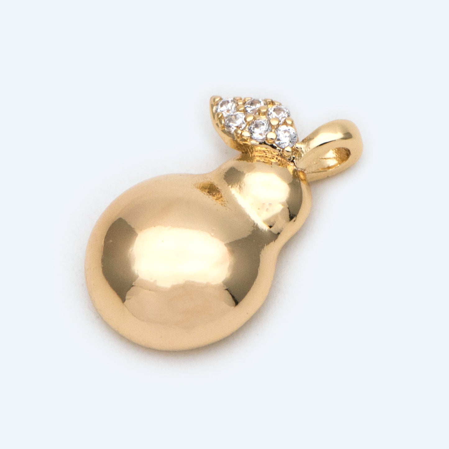 4pcs Gold CZ Pave Gourd Charms, Real Gold plated Brass, Gourd Pendants (GB-2400)