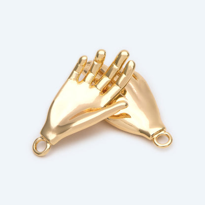 4pcs Gold plated Brass Hand Charm, Hand Pendants, Earring Findings, Jewelry Making, Diy Material, Jewelry Supplies (GB-4156-D)