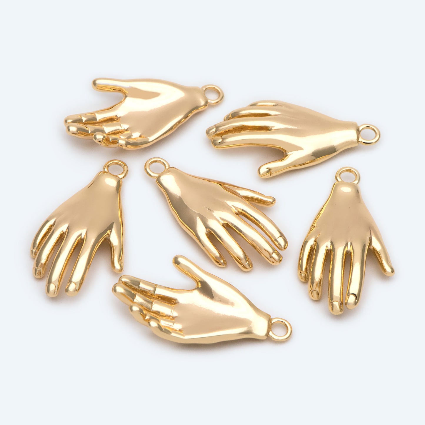 4pcs Gold plated Brass Hand Charm, Hand Pendants, Earring Findings, Jewelry Making, Diy Material, Jewelry Supplies (GB-4156-D)