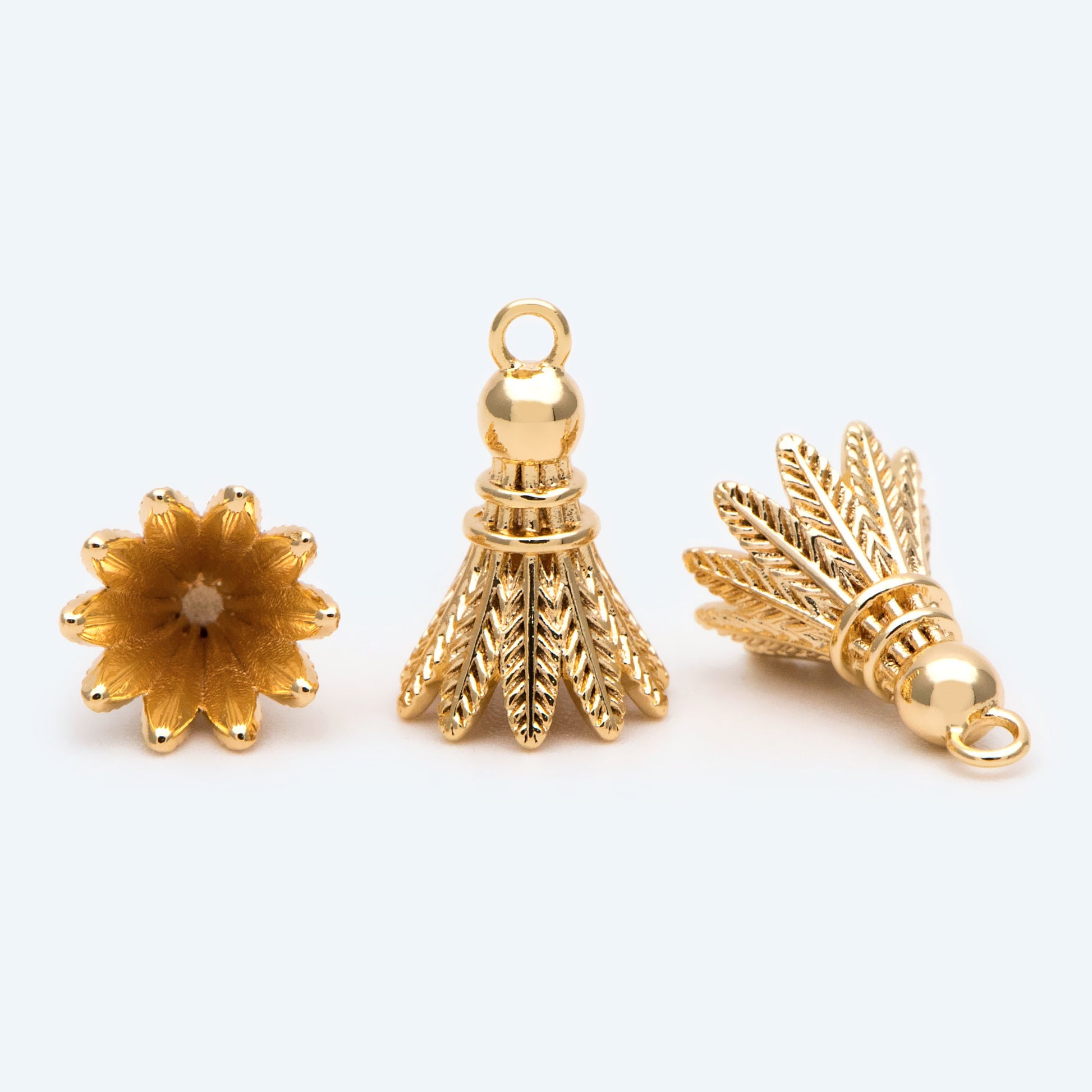 4pcs Gold Badminton Charm, Earring Charm, Jewelry Making, Diy Material, Jewelry Supplies (GB-2414)