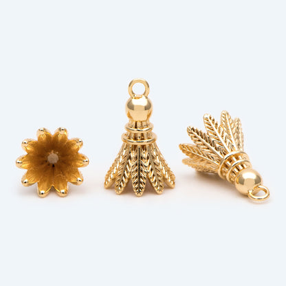 4pcs Gold Badminton Charm, Earring Charm, Jewelry Making, Diy Material, Jewelry Supplies (GB-2414)