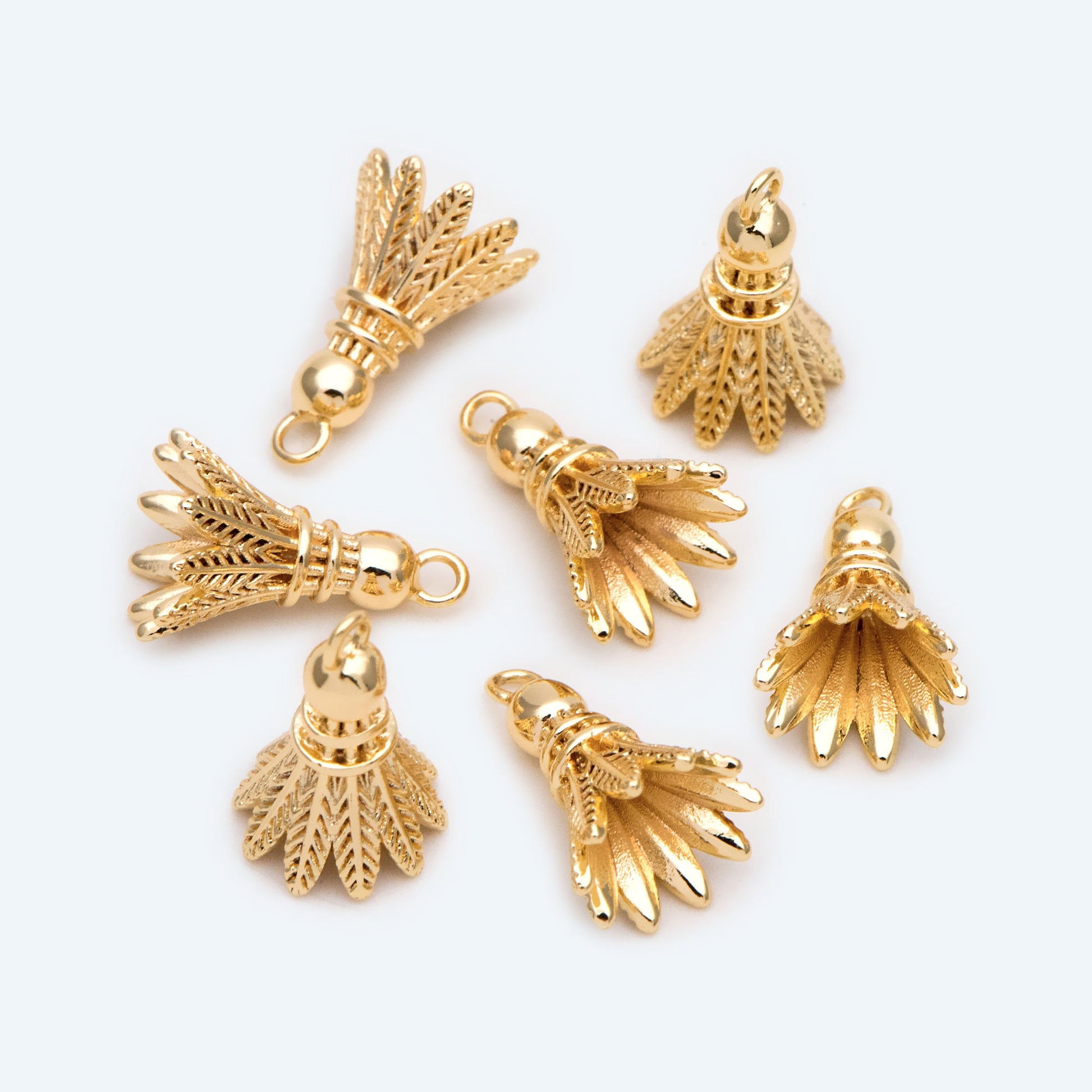 4pcs Gold Badminton Charm, Earring Charm, Jewelry Making, Diy Material, Jewelry Supplies (GB-2414)