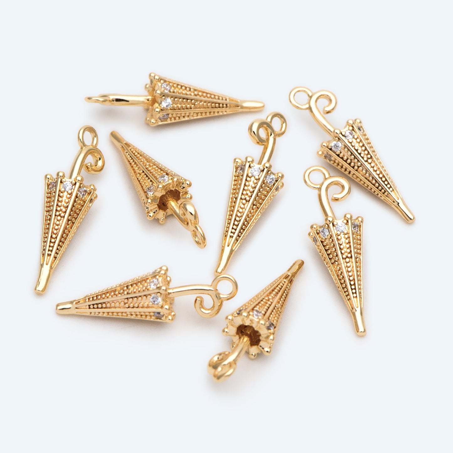 4pcs CZ pave Umbrella Charm, Earring Charm, Jewelry Making Supplies, DIY Material Wholesale (GB-2417)