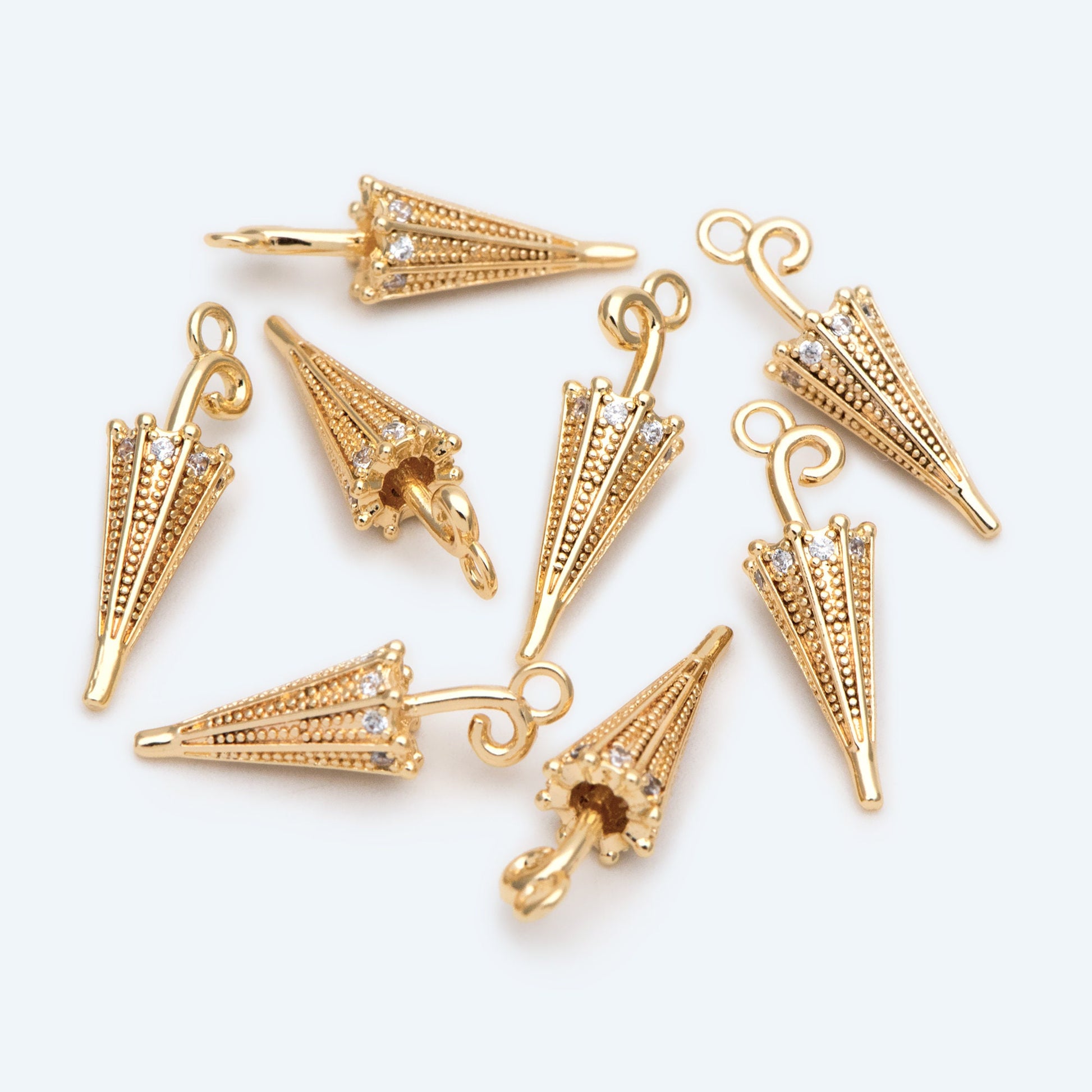 4pcs CZ pave Umbrella Charm, Earring Charm, Jewelry Making Supplies, DIY Material Wholesale (GB-2417)