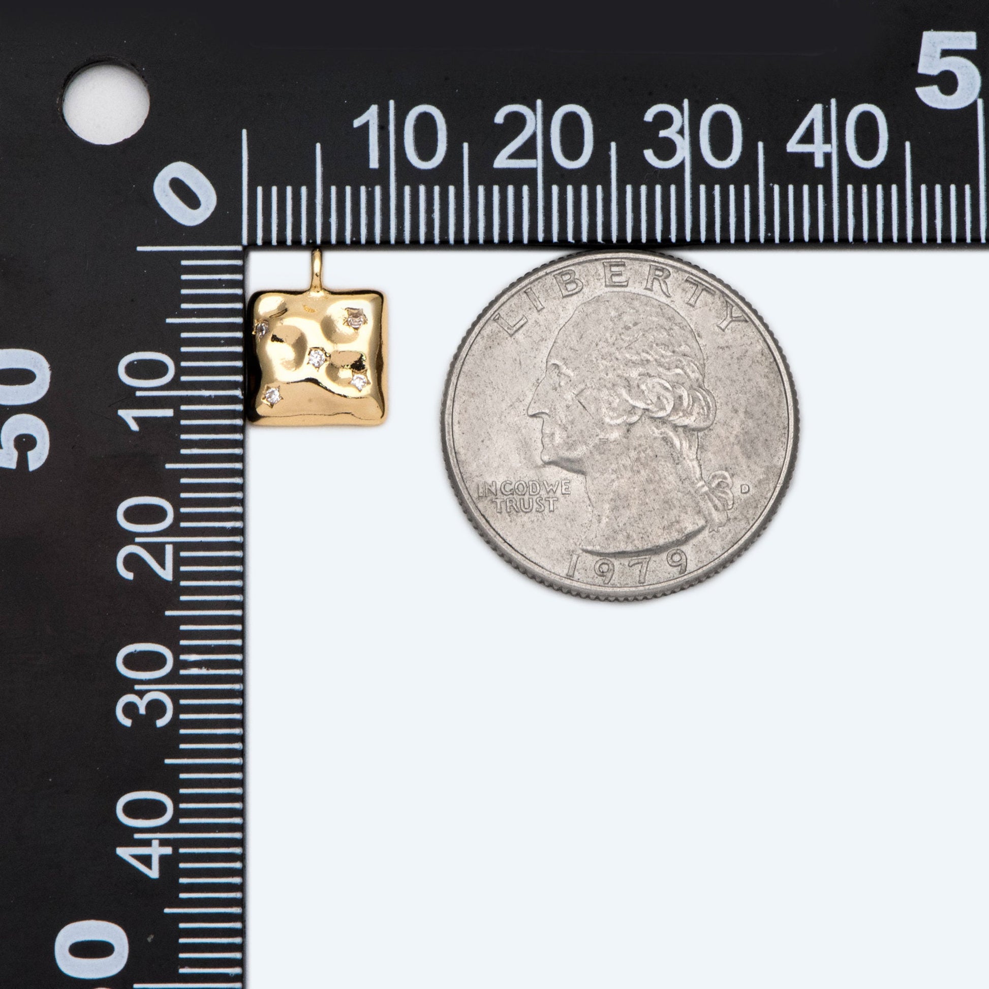 10pcs CZ pave Gold Square Charms, Geometric Pendant, Square Pendant, Metal Charm (GB-2418)