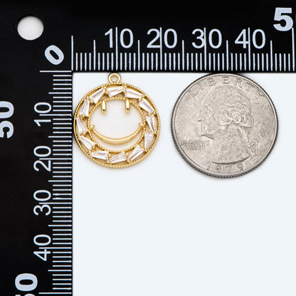 4pcs CZ pave Gold Hammered Smile Face Charm, Jewelry Making, Diy Material, Jewelry Supplies (GB-2421)