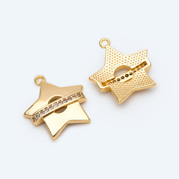4pcs CZ pave Star Charms, Gold Star Pendants for Necklace/ Earrings, Jewelry Making Supplies, DIY Material Wholesale (GB-2900-J)