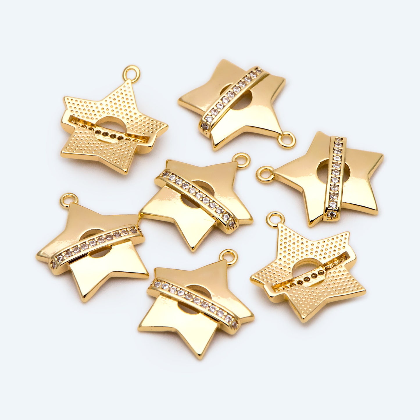 4pcs CZ pave Star Charms, Gold Star Pendants for Necklace/ Earrings, Jewelry Making Supplies, DIY Material Wholesale (GB-2900-J)