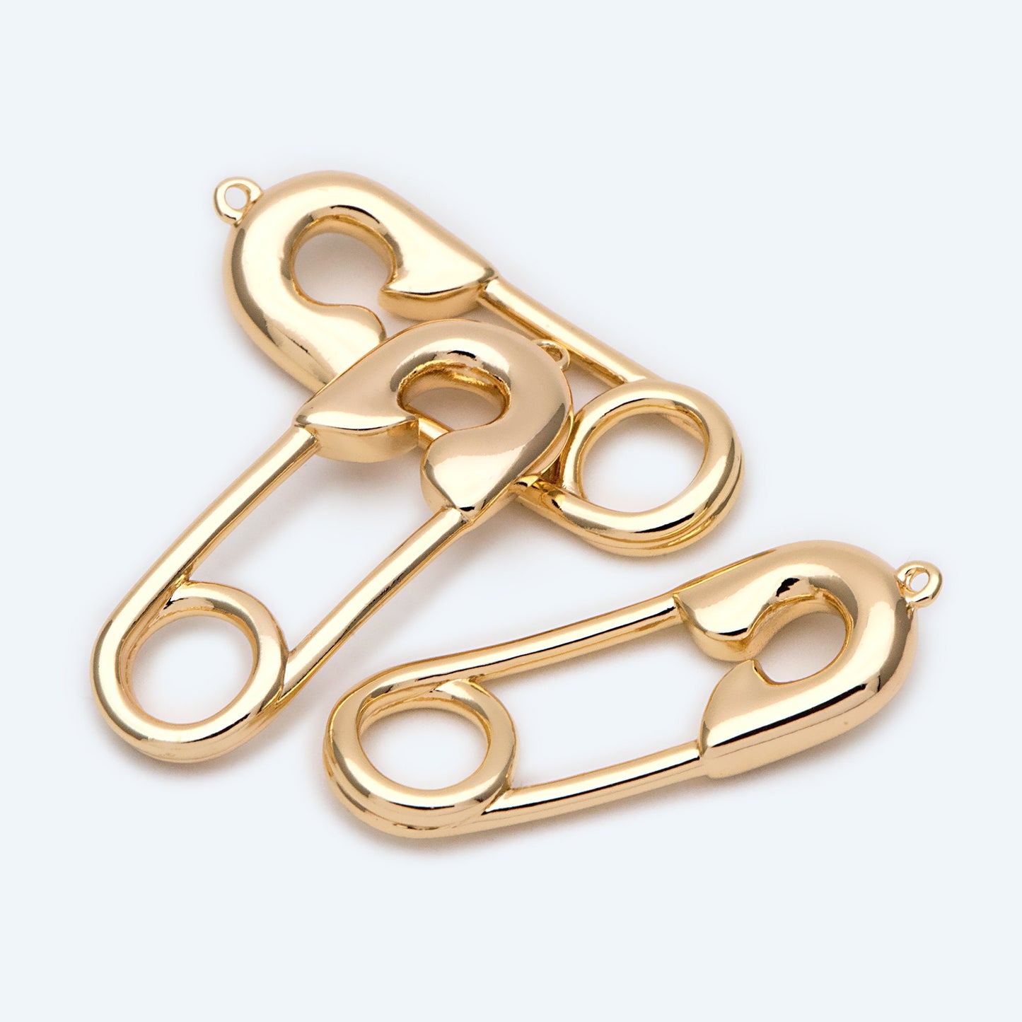 4pcs Gold Safety Pin Connectors 31x11mm, Safety Pin Pendants, 18K Gold Plated Brass Charms (GB-1827-D)