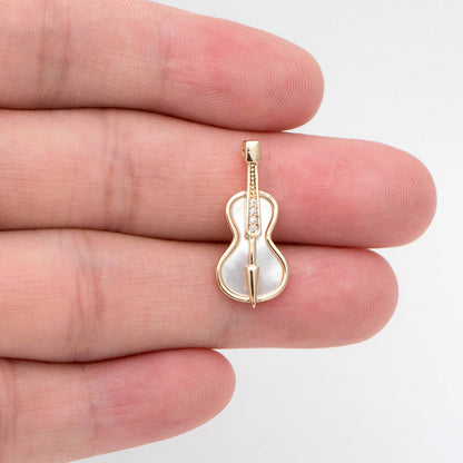 4 pieces Gold plated Violoncello Charms, Viola Musical Instrument Pendants (GB-2368)