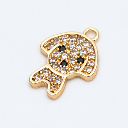 4pcs CZ Pave Gold/ Silver Dog Charms, Tiny Dog Charms, Jewelry Making, Diy Material, Jewelry Supplies (GB-2074-B)