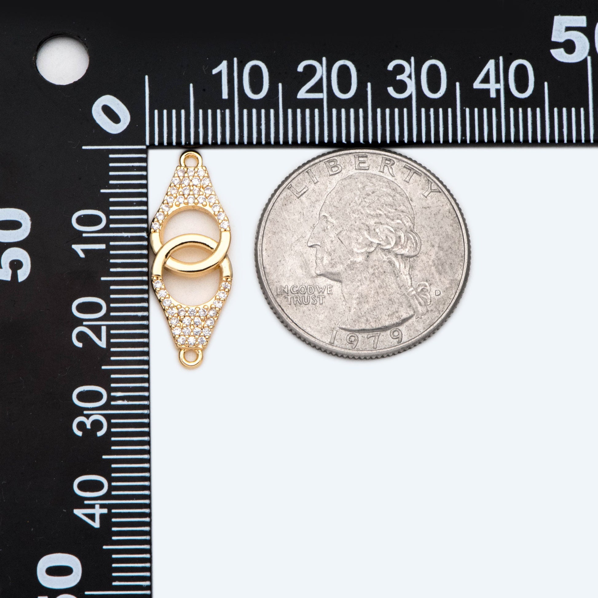 4pcs CZ Pave Gold Handcuff Charm Connectors, Gold Handcuffs Link, Necklace Bracelet Connector (GB-2379)