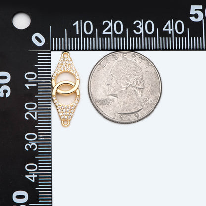 4pcs CZ Pave Gold Handcuff Charm Connectors, Gold Handcuffs Link, Necklace Bracelet Connector (GB-2379)