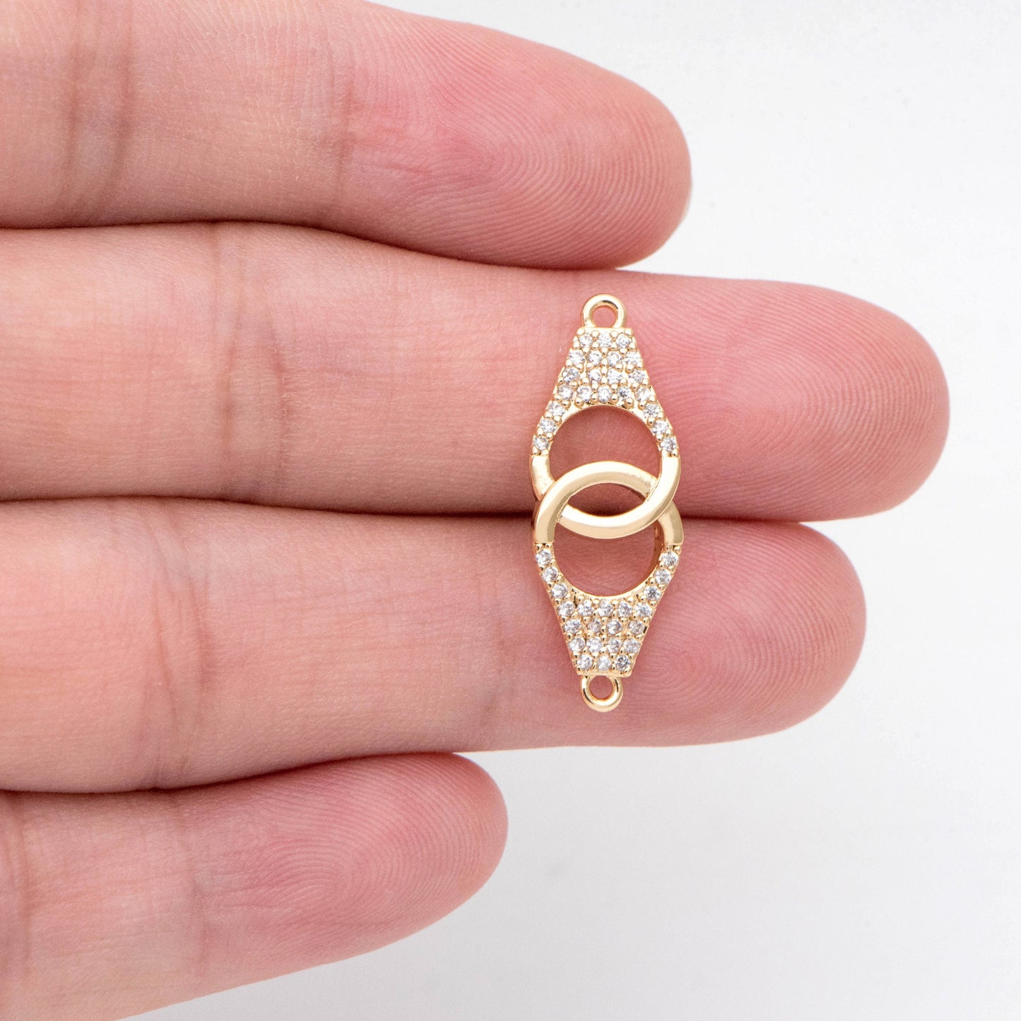 4pcs CZ Pave Gold Handcuff Charm Connectors, Gold Handcuffs Link, Necklace Bracelet Connector (GB-2379)