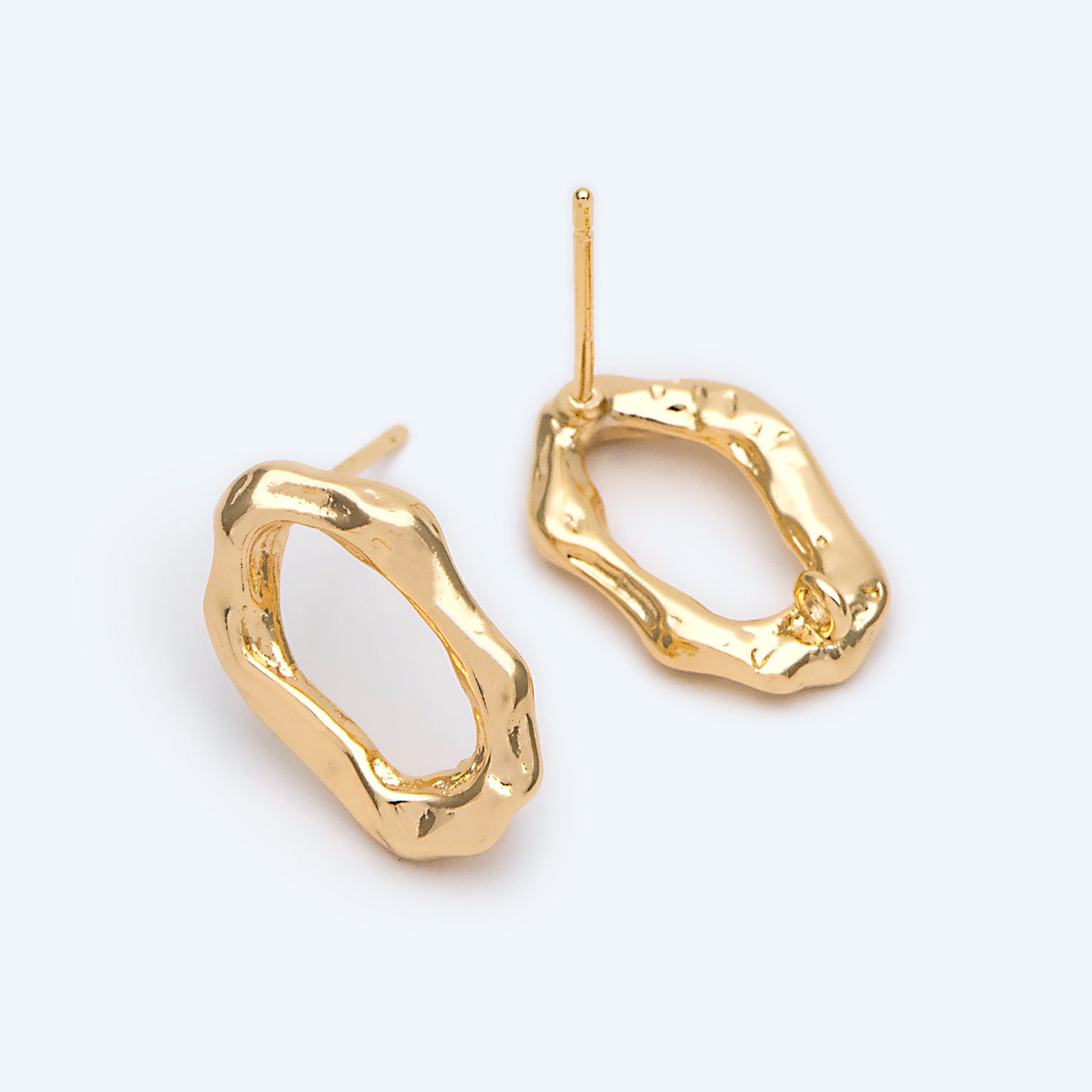 10pcs Gold Oval Ear Posts, Oval Stud Earrings,Jewelry Making, Diy Material, Jewelry Supplies (GB-2393)