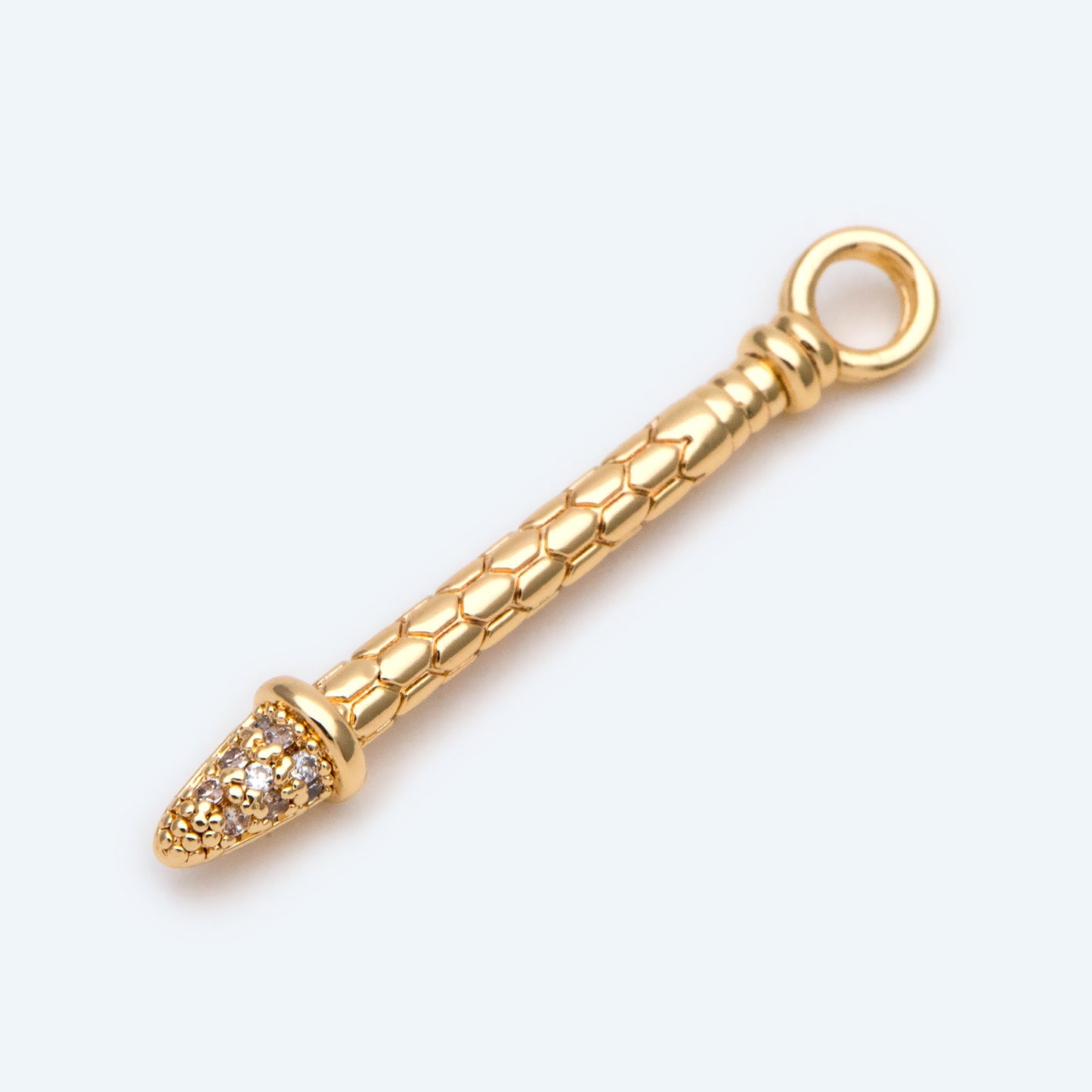 4pcs CZ Pave Bar Charms, 18K Gold plated Brass Stick Pendants (GB-2422)