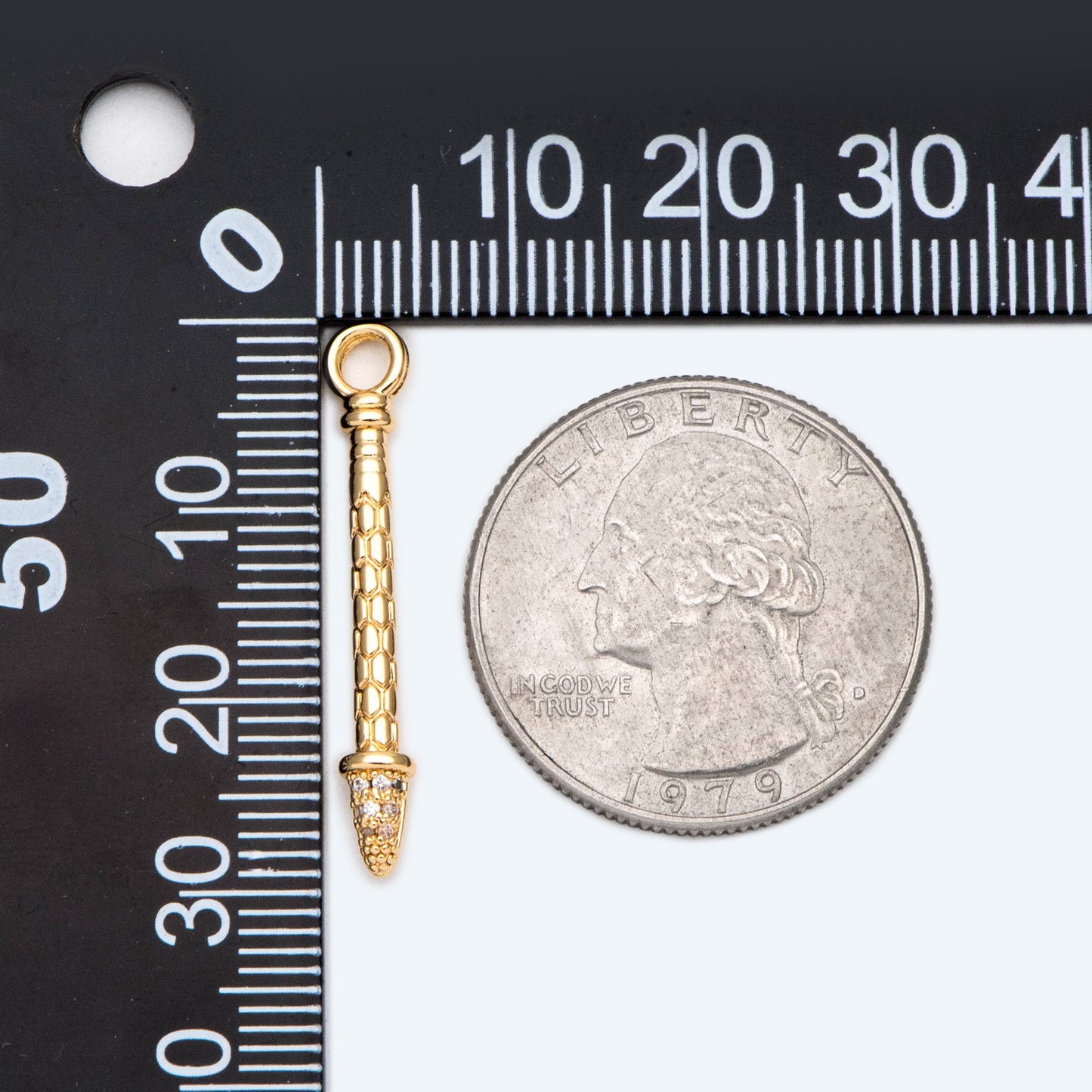 4pcs CZ Pave Bar Charms, 18K Gold plated Brass Stick Pendants (GB-2422)