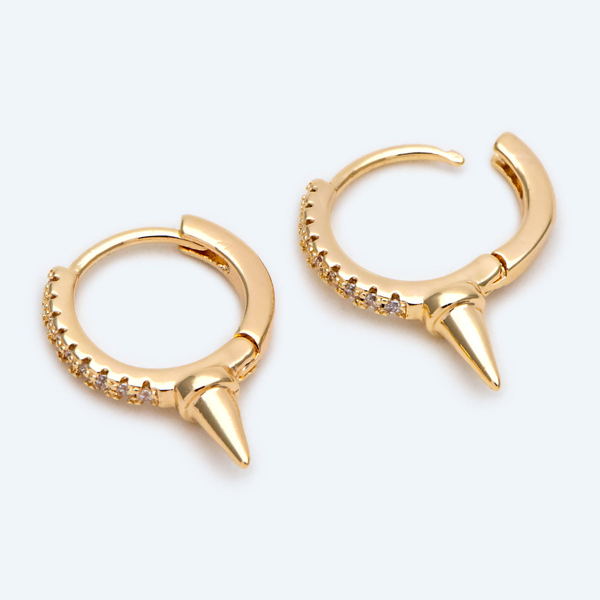 4pcs Gold Spiky Earrings, Spike Hoop Earrings 13x18mm, Dainty Huggie Earrings (GB-2292-B)