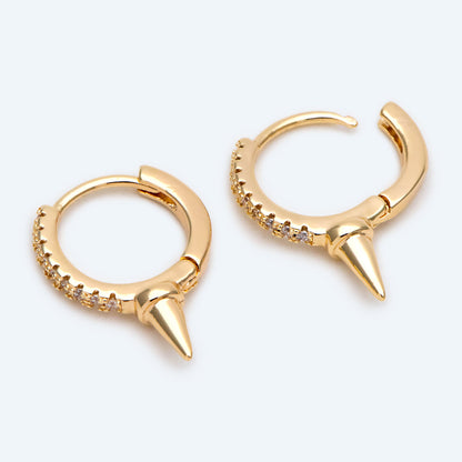 4pcs Gold Spiky Earrings, Spike Hoop Earrings 13x18mm, Dainty Huggie Earrings (GB-2355)