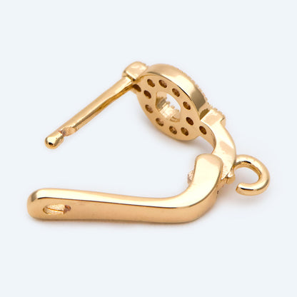 4pcs CZ Pave Gold Click-in Style Leverback Earring with Loop, Earring Finding Wholesale (GB-3904-B)