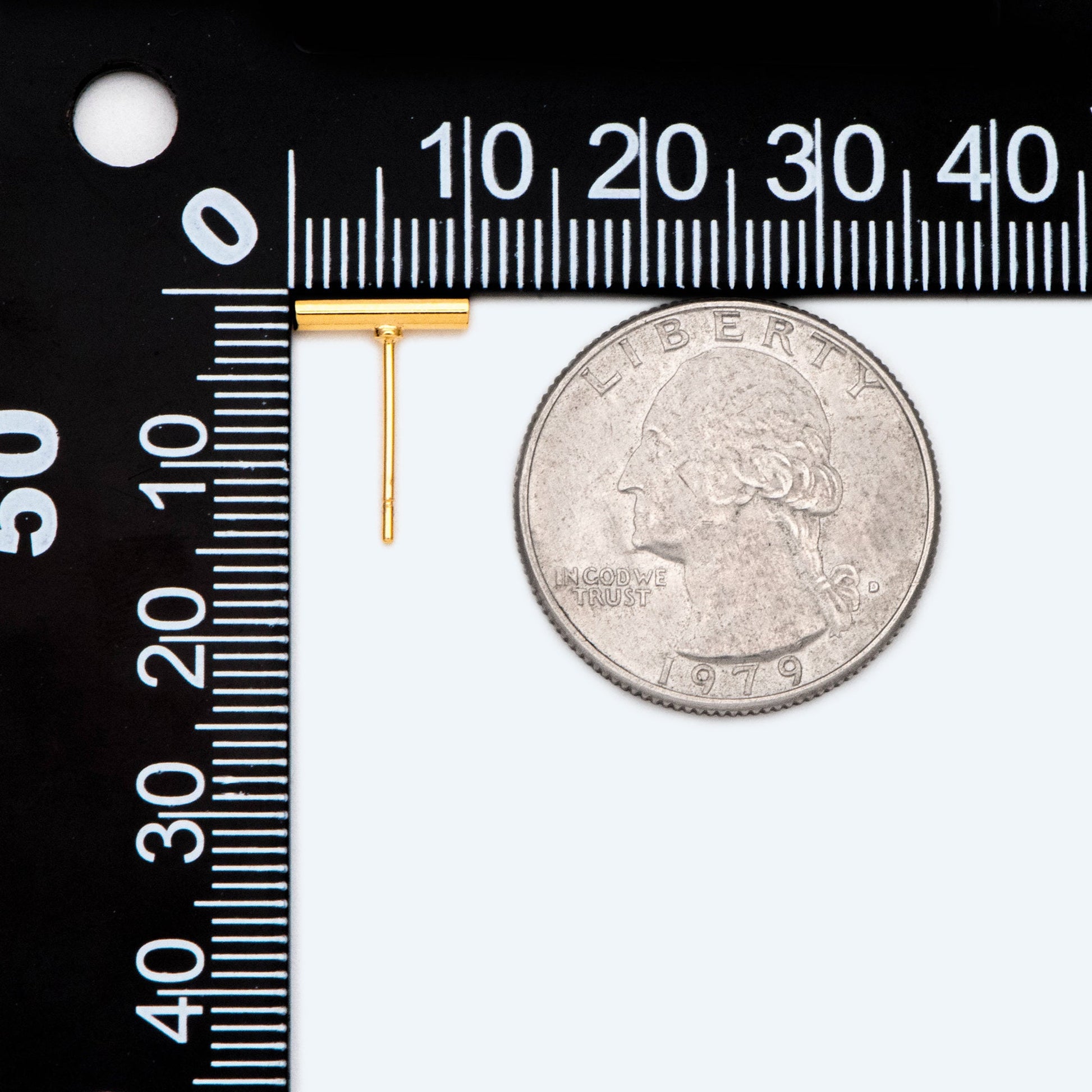 10pcs Gold/ Silver Tone Bar Ear Studs, Gold/ Rhodium plated Brass Stick Earrings (#GB-2369)