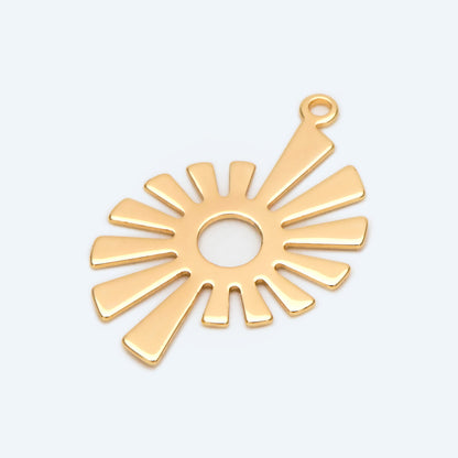 10pcs Gold Sun Charms, 18K Gold plated Brass, Earring Findings, DIY Jewelry Making Supplies (GB-2372)
