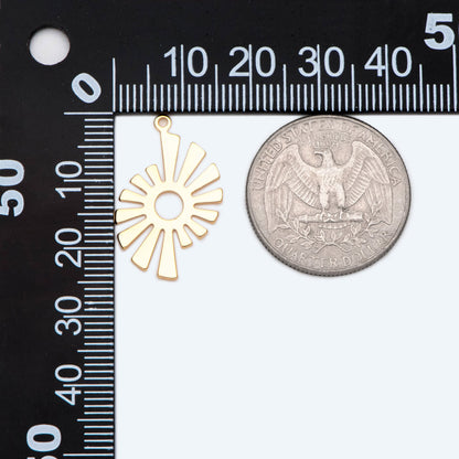 10pcs Gold Sun Charms, 18K Gold plated Brass, Earring Findings, DIY Jewelry Making Supplies (GB-2372)