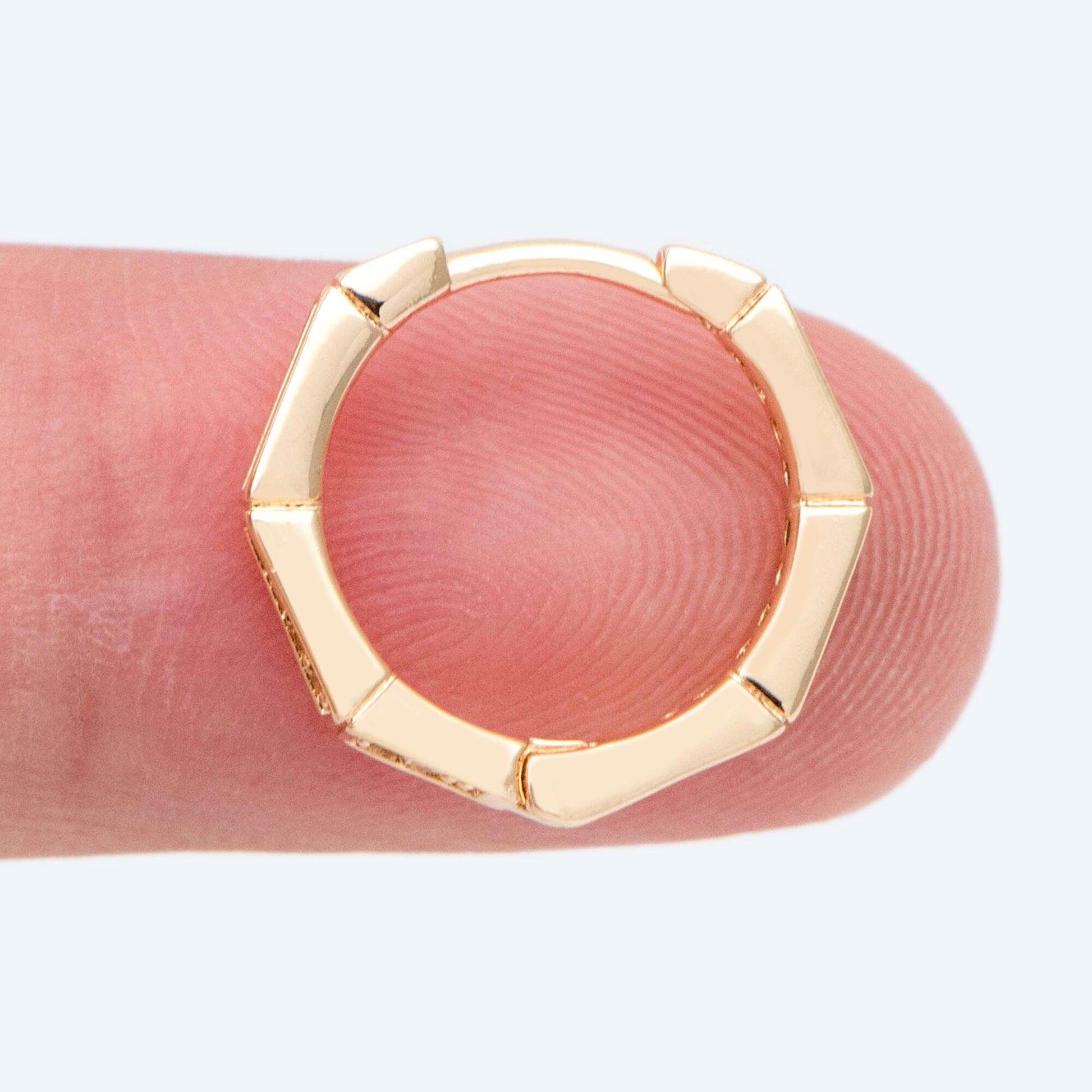 4pcs CZ Paved Polygon Hoop Earrings, Geometric Huggie Earrings, Minimalist Hoop Earrings (GB-2398)