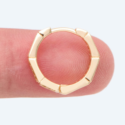 4pcs CZ Paved Polygon Hoop Earrings, Geometric Huggie Earrings, Minimalist Hoop Earrings (GB-2398)