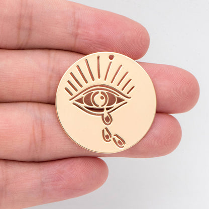4pcs Gold Plated Crying Eye Charms: DIY Earring Pendant Findings, Jewelry Making (GB-1435-D)