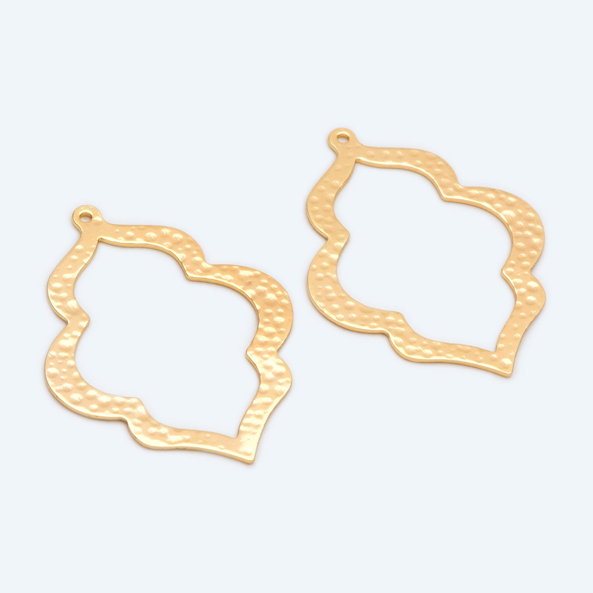 10pcs Hammered Gold Drop Charms, 18K Gold plated Brass Drop Pendants (GB-1404-H)