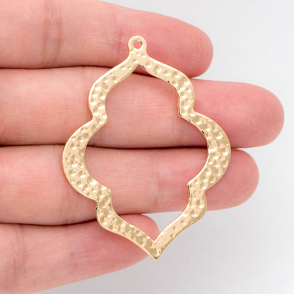 10pcs Hammered Gold Drop Charms, 18K Gold plated Brass Drop Pendants (GB-1404-H)