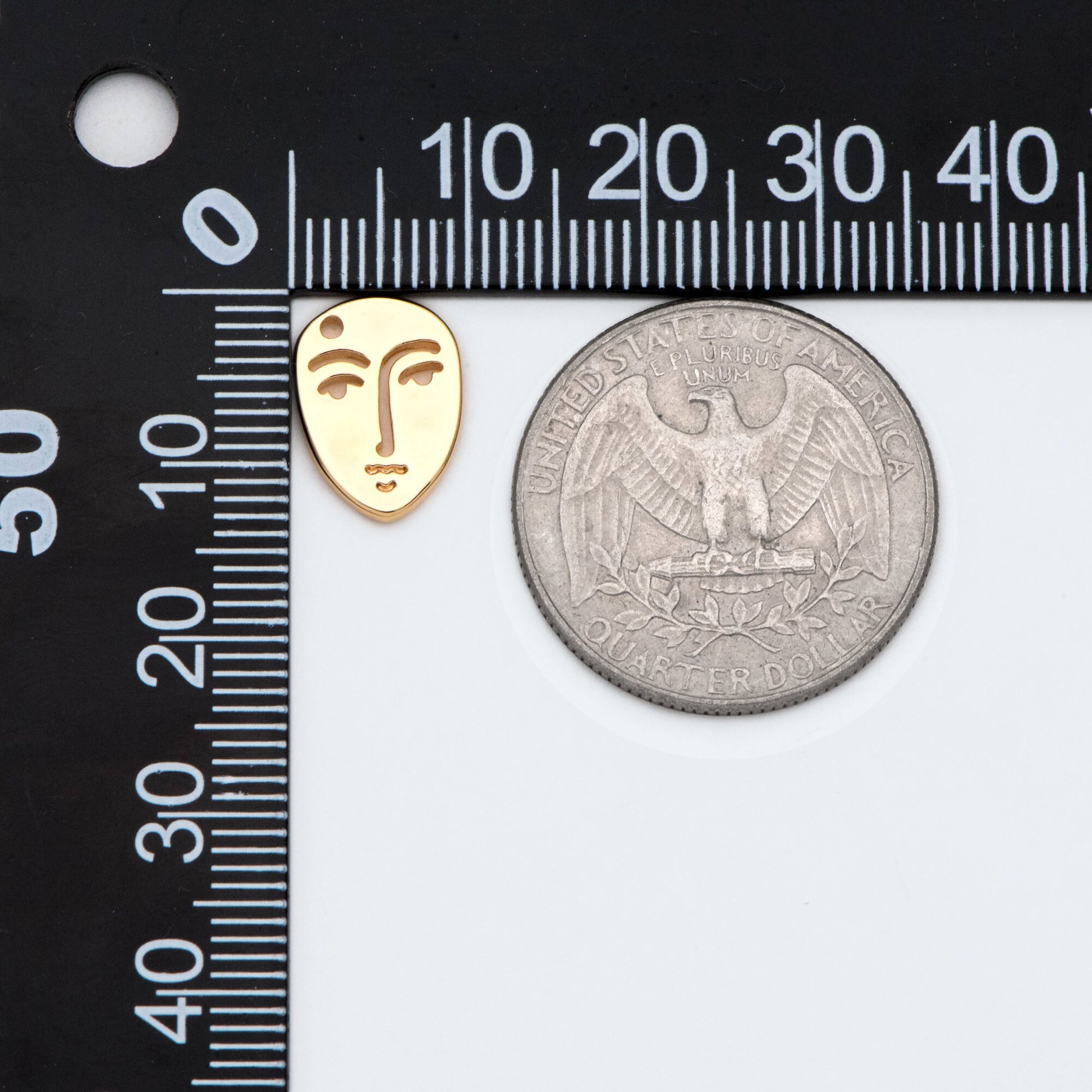 10pcs Gold Face Charm 13x10mm, 18K Gold plated Brass, Outline Man Face Pendants (GB-2419)