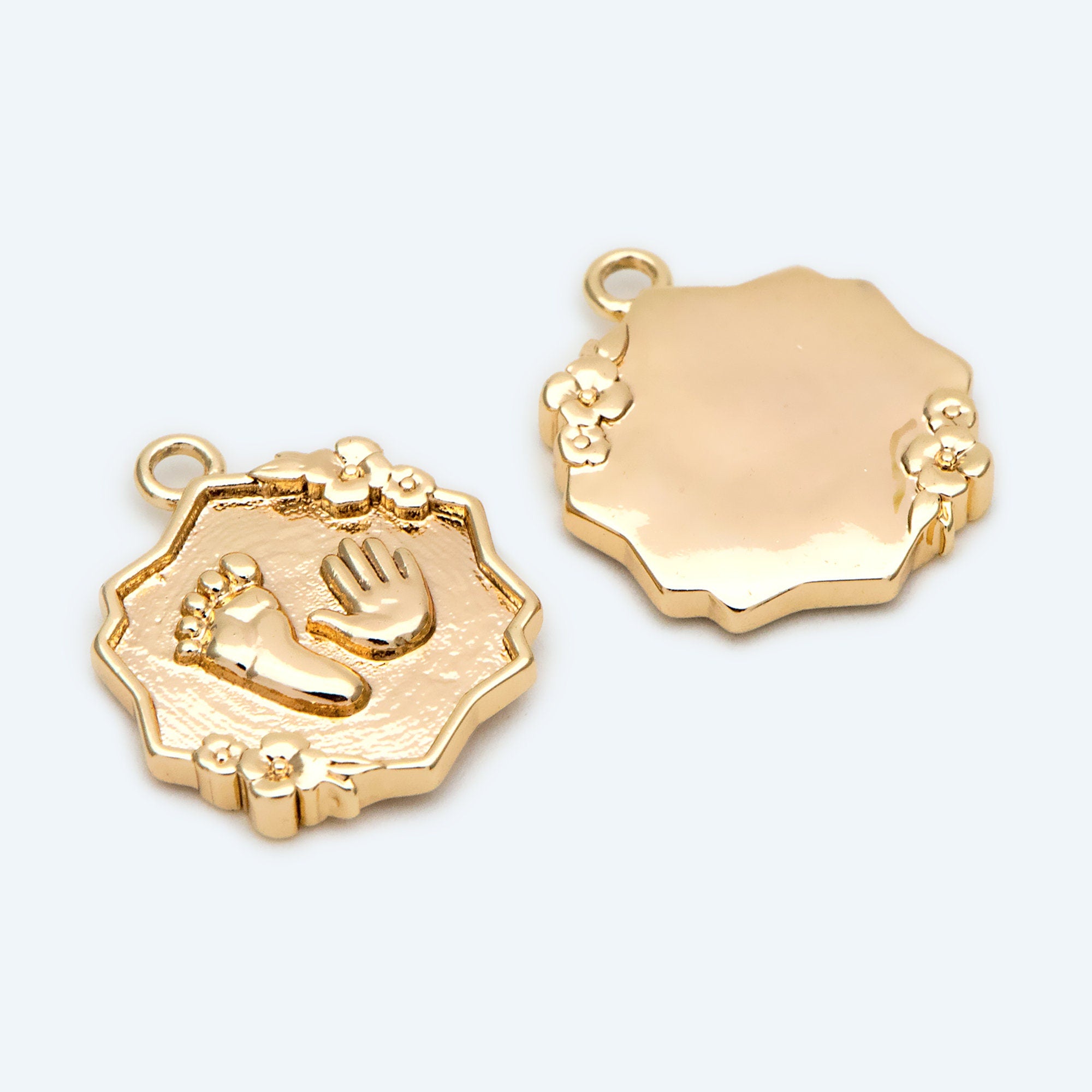 4pcs Footprint and Handprint Charm, Jewelry Supplies, Craft Supplies (GB-2506)