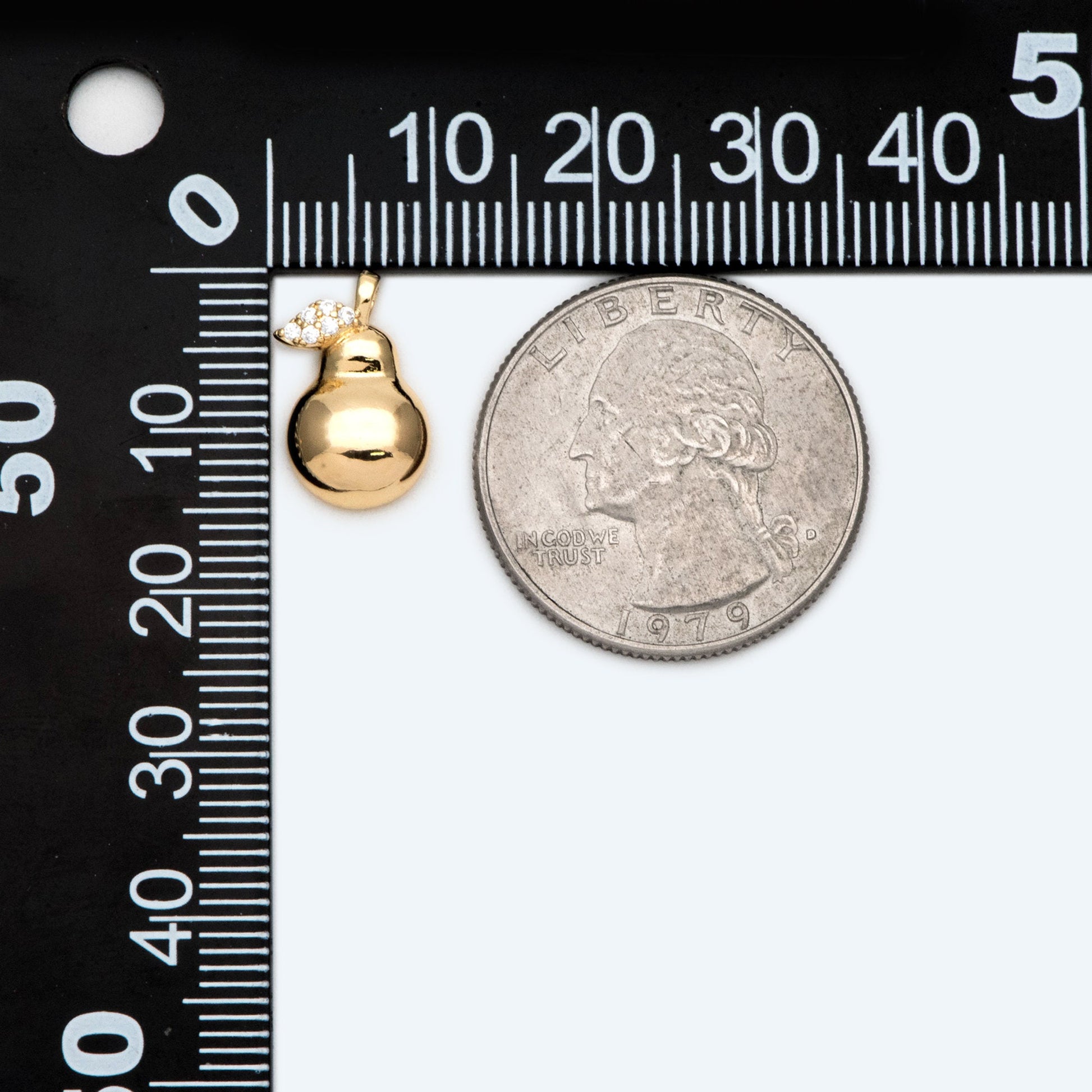 4pcs Gold CZ Pave Gourd Charms, Real Gold plated Brass, Gourd Pendants (GB-2400)