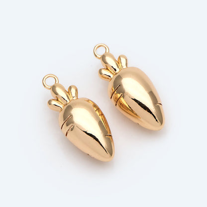 10pcs Gold Carrot Charm Pendant, Jewelry Making, Diy Material, Jewelry Supplies (GB-4589-H)