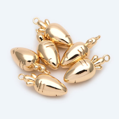 10pcs Gold Carrot Charm Pendant, Jewelry Making, Diy Material, Jewelry Supplies (GB-4589-H)