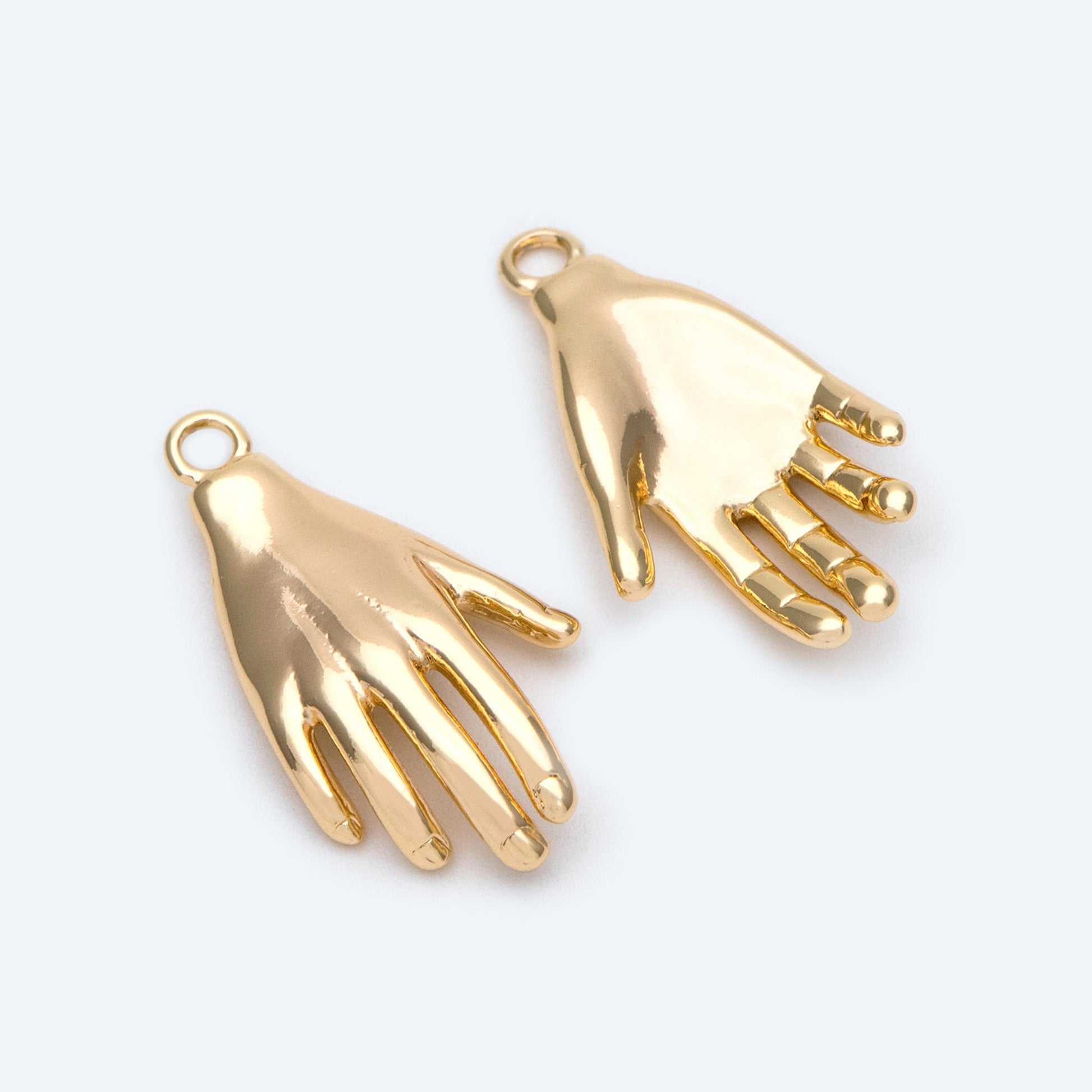 4pcs Gold plated Brass Hand Charm, Hand Pendants, Earring Findings, Jewelry Making, Diy Material, Jewelry Supplies (GB-4156-D)