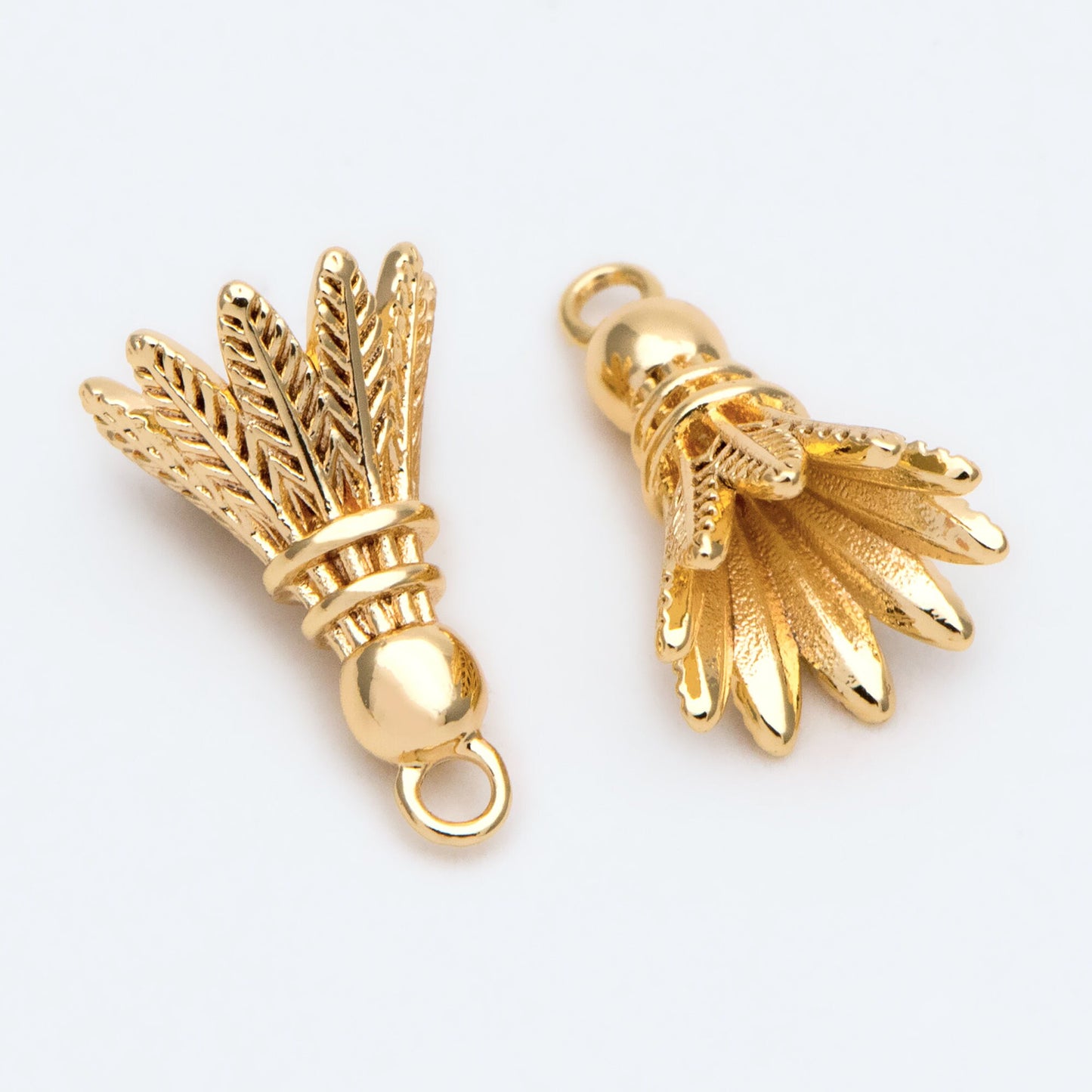 4pcs Gold Badminton Charm, Earring Charm, Jewelry Making, Diy Material, Jewelry Supplies (GB-2414)
