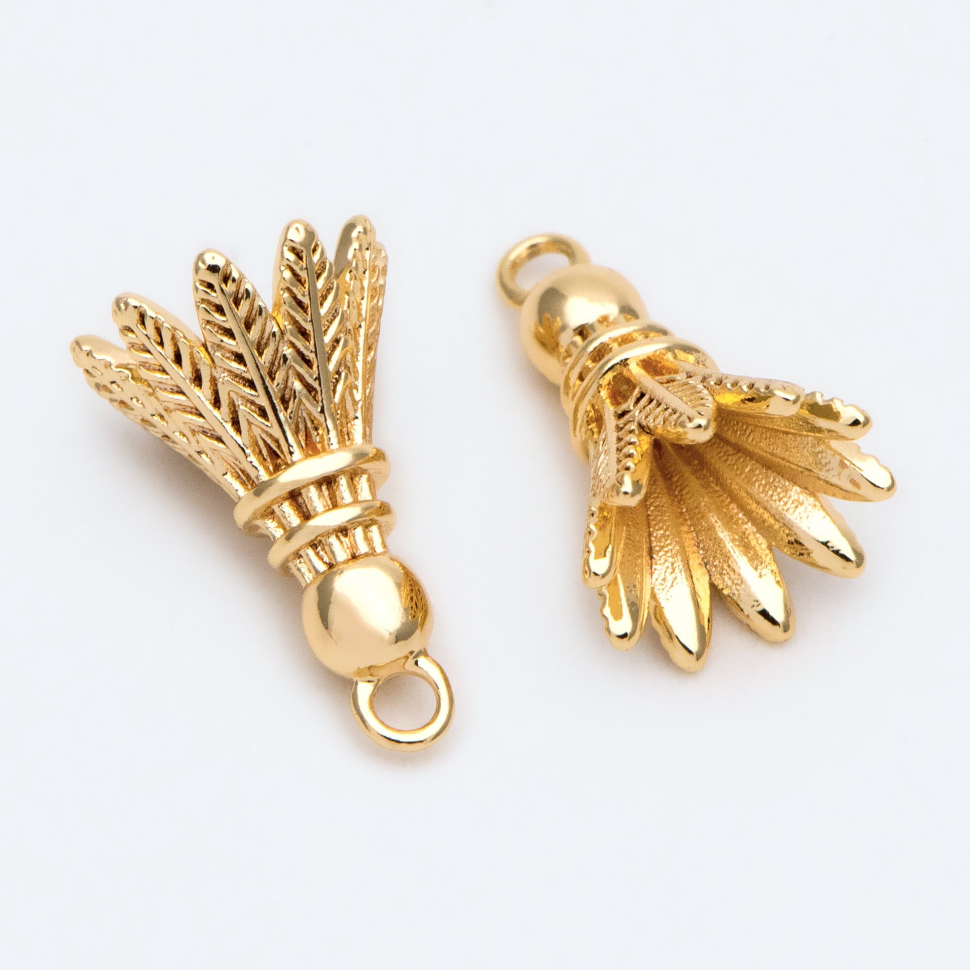 4pcs Gold Badminton Charm, Earring Charm, Jewelry Making, Diy Material, Jewelry Supplies (GB-2414)