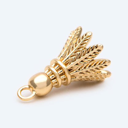 4pcs Gold Badminton Charm, Earring Charm, Jewelry Making, Diy Material, Jewelry Supplies (GB-2414)